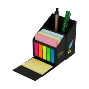 Home foldable black eco memo pad sets with stationery & pen holder