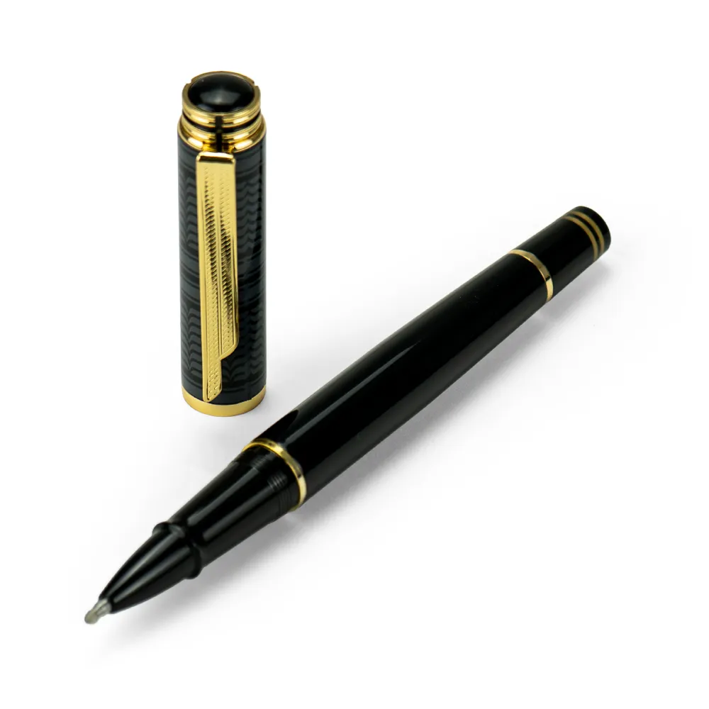 arabic traditional bisht design metal pen – glossy black with gold outline arabic traditional bisht design metal pen – glossy black with gold outline