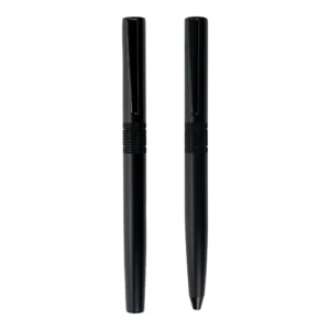 black metal pen set with matte finish in hardboard slide to open box