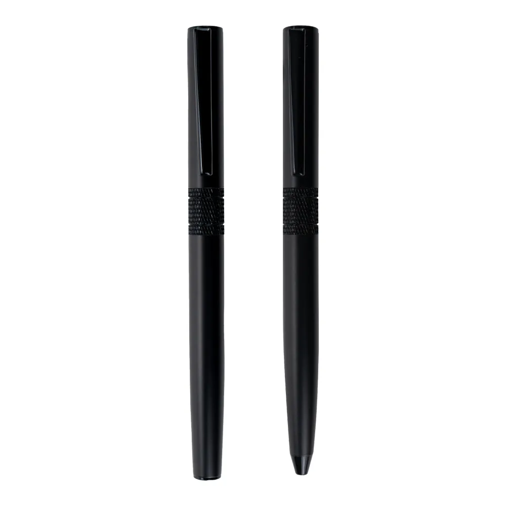 black metal pen set with matte finish in hardboard slide to open box black metal pen set with matte finish in hardboard slide to open box