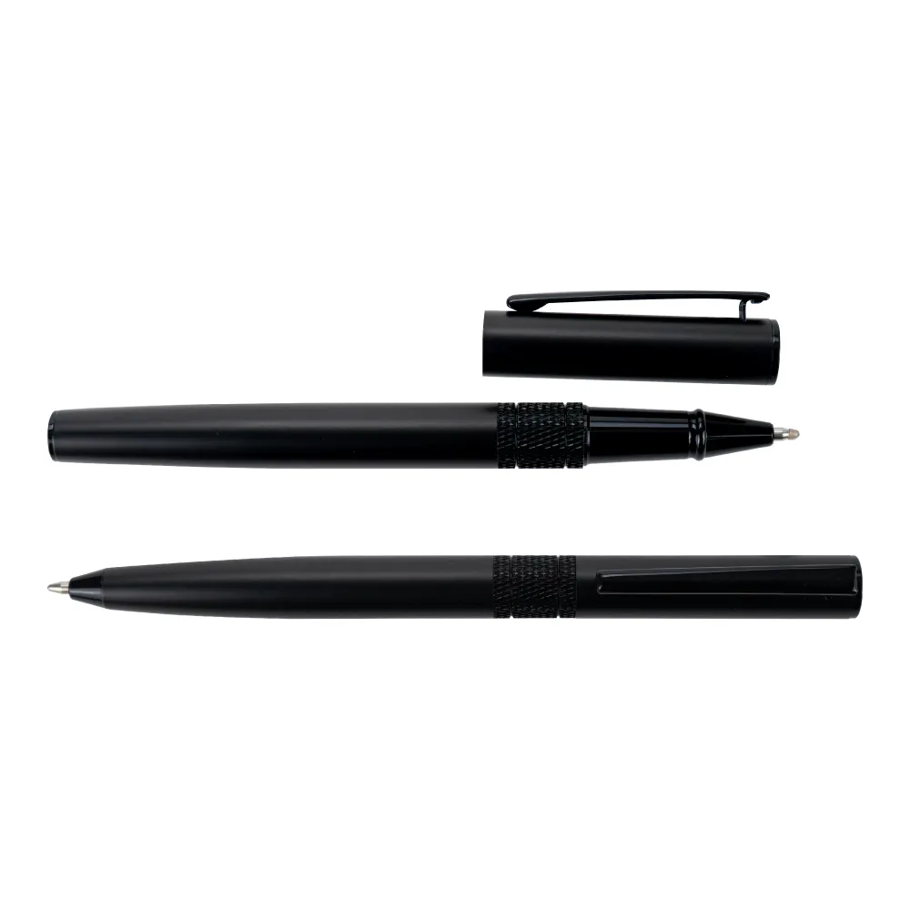black metal pen set with matte finish in hardboard slide to open box black metal pen set with matte finish in hardboard slide to open box
