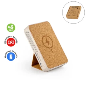 cork magsafe wireless powerbank with foldable stand, 15w, 10000 mah