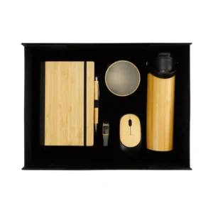 eco friendly gift sets in a black cardboard box