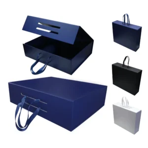 foldable gift box with magnetic closure & ribbon handle