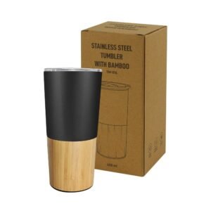 travel tumbler with bamboo finish – 450 ml